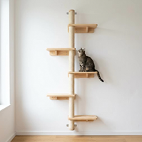 Meilleures ventes : Ensemble d'ameublement mural robuste en bois massif pour chat, avec structure d'escalade, adapté aux chats de grande taille, avec maison et escalier