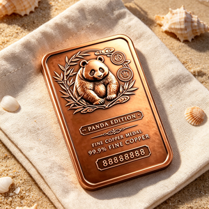 Medalla Rectangular de Cobre Fino 99.9% Edición Panda de 1 Kg, Troquelada, Coleccionable, Temática Animal - Product Image 4