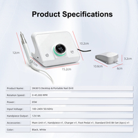 Machine à ongles portable 85W avec moteur brushless puissant 45K, polissage intelligent et protection contre les surcharges, avec pédale.