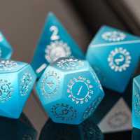 Udixi Jeu de dés polyèdre Rune de 7 pièces en pierre naturelle des yeux de chat pour le jeu de table Dungeons & Dragons
