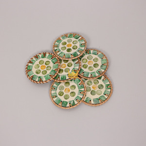 Hot Trend Modern Eco-Friendly Round Rattan Mats & <b>Pads</b> Coaster with Inlay Mother of Pearl Made Vietnam Best Selling Ready Ship - Product Image 1