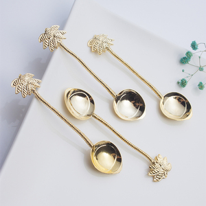 Cuillère vintage en forme de cocotier, alliage de zinc doré, cadeaux de mariage, cuillère à café en forme de <span class=keywords><strong>palmier</strong></span> - Product Image 3