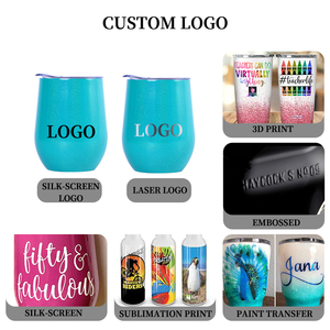 Custom Logo Sublimation <b>Blank</b> Laser <b>Engraved</b> Double Wall Stainless Steel Stemless 6oz Insulated Wine Glass <b>Tumbler</b> Cups With Lid - Product Image 4