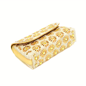 Full Diamond Handcrafted PU Crossbody <b>Handbag</b> with Magnetic Closure 1-1.9L Capacity for Evening Wedding Party - Product Image 4