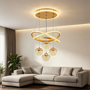 Lustre en cristal créatif, luminaire suspendu moderne en forme d'anneau infini, hauteur réglable, luminaire suspendu de luxe <span class=keywords><strong>pour</strong></span> villa, hôtel, café - Product Image 2