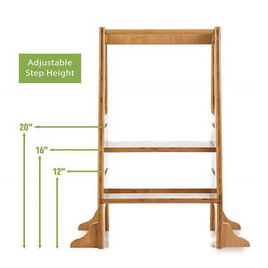 Cross-border <b>bamboo</b> and wood three-in-one folding learning tower Montessori climbing chair children's washroom steps kitchen - Product Image 3