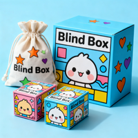 [Sur mesure uniquement] Boîte en carton à languette personnalisée, motifs colorés, boîte en carton à languette pour emballage de boîte mystère Pop Mart