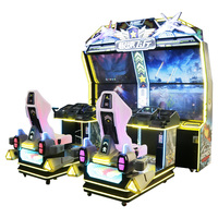 Máquina de Juego Arcade Simulador de Vuelo de Velocidad, Operada con Monedas, para 2 Jugadores, con Interfaz en Inglés, Luces LED y Sensor de Movimiento