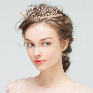 Mariage Demoiselle D'honneur Perle Cheveux Accessoires <span class=keywords><strong>Coiffure</strong></span> À La Main De <span class=keywords><strong>Mariée</strong></span> Princesse Tiara <span class=keywords><strong>Couronne</strong></span> - Product Image 3