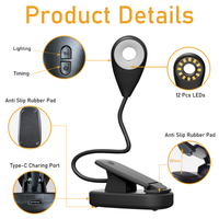 Veilleuse de lecture à synchronisation unique pour chambre à coucher de voyage Lampe de lecture à pince Lampe de lecture à LED portable