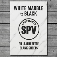 Cuir synthétique imperméable blanc marbré/noir PU 12x24 pouces avec adhésif pour patchs de chapeaux et porte-clés, gravure laser