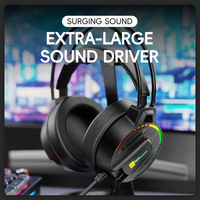 Grosir kustom OEM 2025 baru Headset komputer lampu LED USB komputer Desktop Esports Headset Gaming
