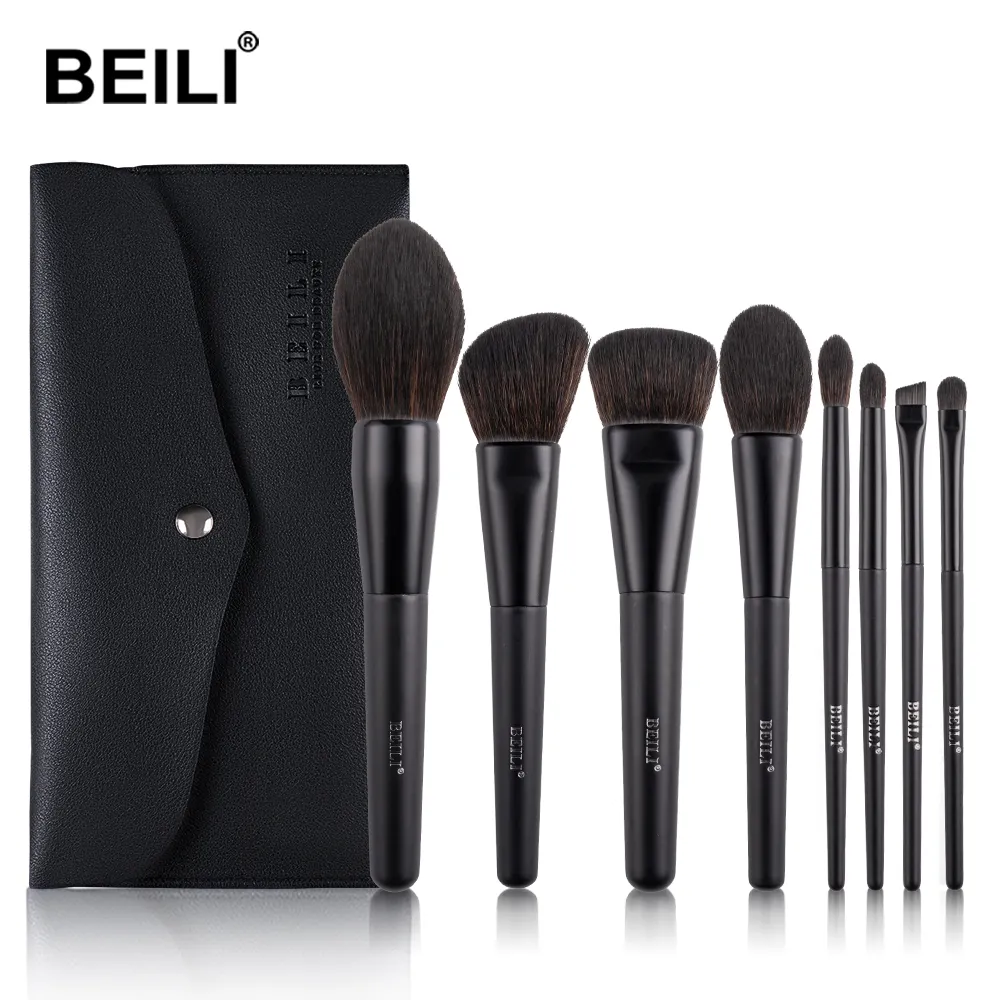 BEILI Professional mattschwarze Make-up-Bürste Weiche Haar bürste Foundation Powder Günstige Make-up-Pinsel De Brochas De Maquill aje 8St