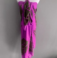 Paréo/Sarong de plage en voile de coton/soie/chiffon transparent à motif personnalisé, en rayonne