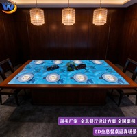 Proyección de Video Mapping 3D en Mesa de Comedor, Experiencia Inmersiva para Restaurantes, Animación Comercial para Interiores