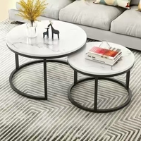 Table basse ronde moderne en pierre et métal, durable et luxueuse, pour salon