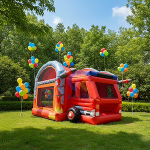 Château gonflable géant KARRY pour enfants, <span class=keywords><strong>camion</strong></span> de pompiers, toboggan, pour jardin, capacité 300-500 kg, 5-10 personnes - Product Image 2