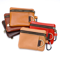 Sac de rangement sport à fermeture éclair de style japonais porte-monnaie vintage en cuir véritable avec fermeture éclair écouteur sac de rangement de crédit d'identification portable