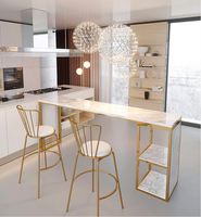 Table de bar et chaises de style nordique minimaliste moderne pour salon, table de bar de luxe légère avec cloison