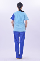 Ensemble d'uniformes médicaux unisexe à col en V, patchwork bicolore, à manches courtes, en sergé respirant, pour infirmières et personnel hospitalier