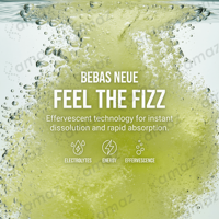 Poudre effervescente d'électrolytes sans sucre Amaz OEM, saveur citron et lime, nutrition sportive, énergie, hydratation pour adultes