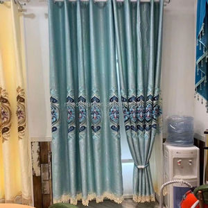 Chủ Đề Thêu Có Thể Tùy Chỉnh Kích Thước Của Phòng Khách Rèm Cửa Vàng Châu Âu Châu Âu 100% Polyester Hoa Dệt Kim Grommet Dây - Product Image 5