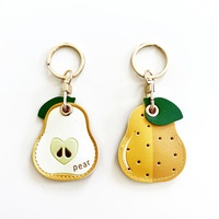 Porte-clés personnalisé en cuir PU léger, pendentif mignon en forme de fruit pour clés de voiture avec chaîne de sac suspendue