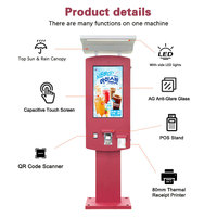 Kiosque de commande en libre-service extérieur rouge de 32 pouces avec auvent imperméable, terminal de point de vente tactile, vente en gros