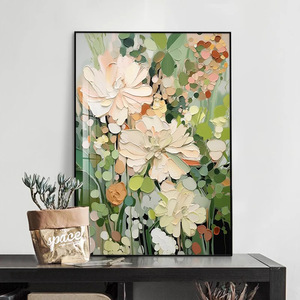 Pintura abstracta de flores sobre lienzo con marco de aleación de aluminio, arte de pared de estilo nórdico para decoración de sala de estar - Product Image 1