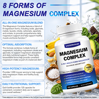 VEGONAUD GMP Factory Custom 8-en-1 Complexe de Magnésium Glycinate, Malate et Citrate en Capsules pour la Santé Osseuse et Musculaire des Adultes