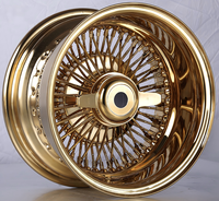 Jantes à rayons plaquées or 13-26 pouces, jantes en acier chromé à déport profond pour voitures classiques et lowriders