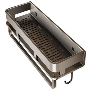 Gunmetal gray bathroom <b>shelf</b>, no drilling required, wall-mounted toilet/washbasin wall-mounted storage rack - Product Image 5