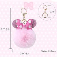 Porte-clés Pompon Mignon à la Mode, Porte-clés en Peluche Mickey à Pois avec Nœud, Pendentif Créatif pour Sac et Porte-clés de Voiture
