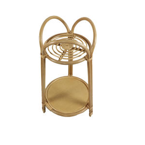 Support pour plantes en rotin écologique à 2 couches Support de rangement rustique pour balcon, cour, maison ou jardin avec présentoir à fleurs en osier - Product Image 2