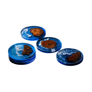 Custom Logo Resin Coasters With Engraving Logo Drink Coasters Resin River Pattern Coasters Promotion Gift Custom Cup Mat