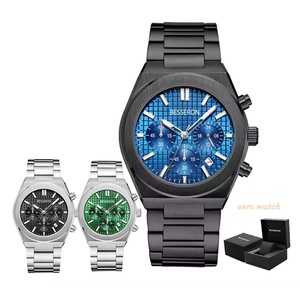 Relojes de Cuarzo de Lujo con Logotipo Personalizado para Hombre, Movimiento Original Japonés, Correa de Acero Inoxidable 316L, Correa de Cuero de 22 mm, Cronógrafo de 44 mm - Product Image 1