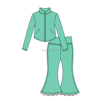 Vêtements de sport pour enfants avec logo personnalisé, pantalon évasé, veste zippée intégrale, ensemble de vêtements de sport 2 pièces pour filles, tenue de yoga