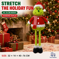 Poupée en peluche de Noël douce de 40-76 cm avec jambes extensibles, monstre vert, décoration sur pied pour la maison, l'hôtel, le magasin