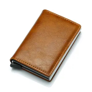 Minimalist Metal pop up card holder wallet Rfid blocking purse for men ultra thin aluminum money clip credit card holders