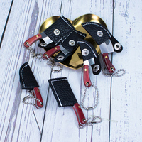 Mini couteau de poche porte-clés avec étui en cuir, petit couteau EDC, ouvre-boîte pour colis express