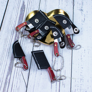 Mini Navaja de Bolsillo con Llavero y Funda de Cuero, Pequeños Cuchillos EDC, Abridor de Cajas de Paquetes Express - Product Image 3