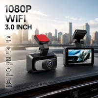 Caméra de voiture double objectif 1080P avec écran tactile IPS, Wi-Fi intégré, écran 3 pouces, batterie 300 mAh, USB 2.0, 64 Go, enregistrement en boucle H.264, vision arrière