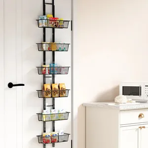 new design no install over the door pantry organizer 6 tiers black color for home and kitchen