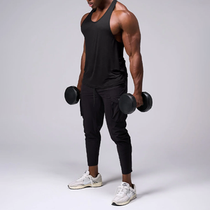 Individuelles Logo, solides, gewebtes, athletisches, leichtes Performance-Tanktop aus Bambus, ärmellos, schnelltrocknend, für das Training, mit Muskelrücken und abgerundetem Saum - Product Image 3