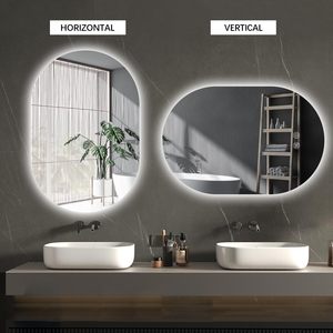 <span class=keywords><strong>Specchio</strong></span> da Bagno LED Ovale Senza Cornice Stile Nordico, Intelligente, da Parete, Antiappannamento, con Schermo Touch per Tavolo da Toeletta - Product Image 5