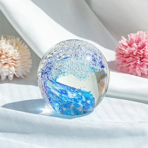 हाथ से उड़े हुए ग्लास आर्ट बबल तरंगें महासागर-थीम वाले ग्लास क्रिस्टल बॉल पेपर होम सजावटी संग्रहणीय - Product Image 3