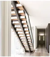 CBMmart custom מונו סטרינגר מדרגות ערכות זכוכית מעקה מודרני מדרגות עץ ישר מדרגות