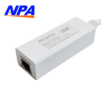 ANPA 48V PoE Splitter terisolasi 30W 12V 2.5A 10/100Mbps IEEE 802.3af/at Dual PD Plug & Play IP kamera CCTV