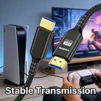 Câble tressé en nylon plaqué or haute vitesse 2.2 16K 96 Gbps, HDR dynamique, VRR, ALLM pour HDTV, téléviseur, moniteur, PS5, Xbox