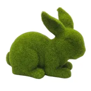 2 упаковки искусственное растение Смола Зеленый Флокированный сидящий кролик мох Кролик Пасхальный домашний садовый декор